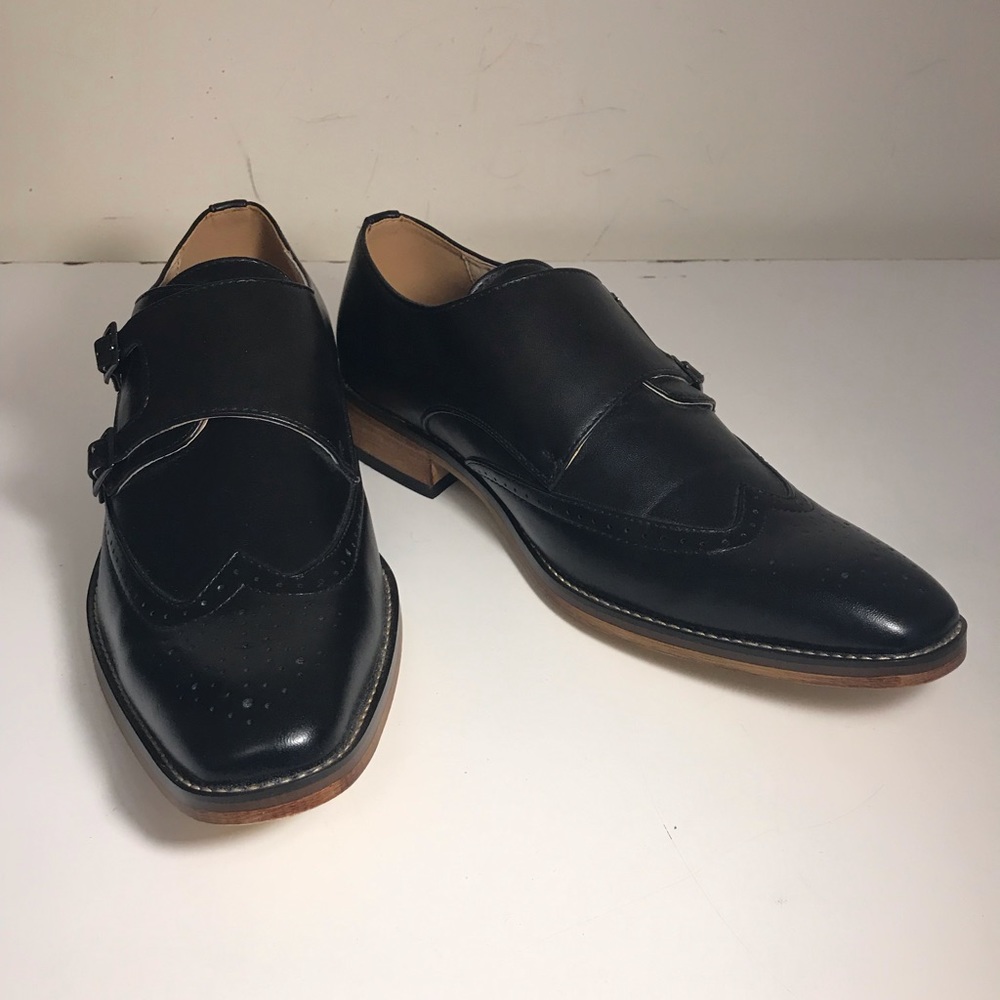 Double Monk Strap Wing Tip Slip On Loafers